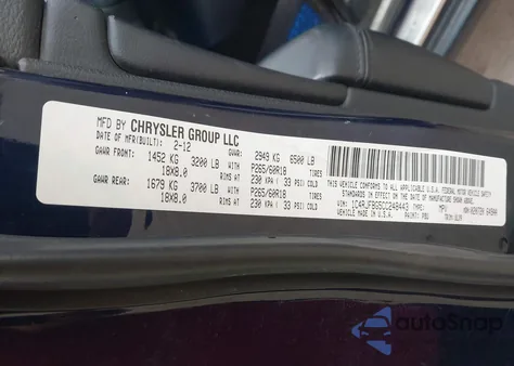 2012 Jeep Grand Cherokee Limited z USA, uszkodzony, nr VIN 1C4RJFBG5CC248443